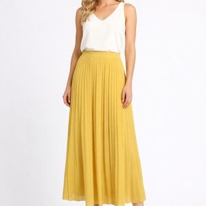 Ted Baker Yellow Pleated Fully Lined Fitted Maxi Skirt Ted Baker 5/US 12